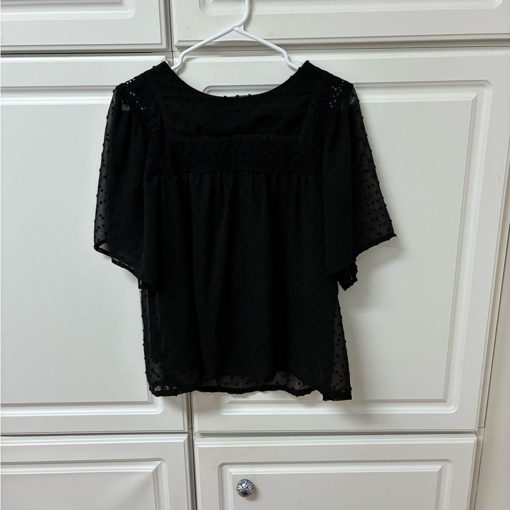 😁Chic Black Sheer Blouse for Women